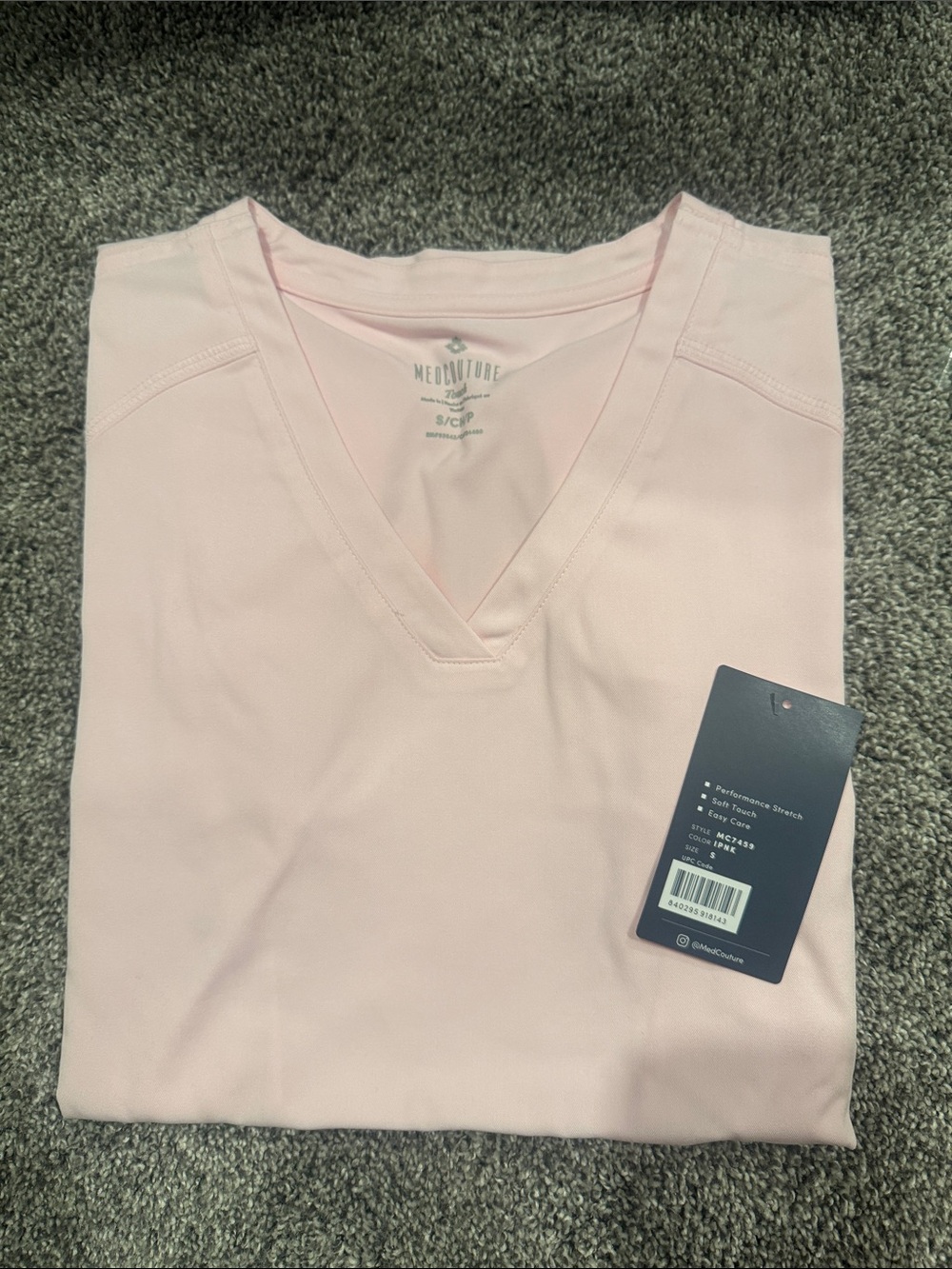 Med Couture Pale Pink V-Neck Medical Scrub Top